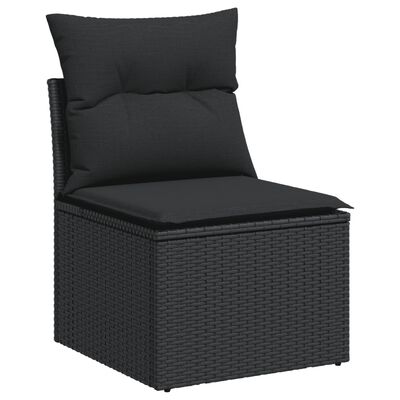 vidaXL 10-dijelni set vrtnih sofa s jastucima crni od poliratana