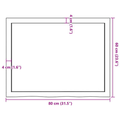 vidaXL Stolna ploča tamnosmeđa 80x60x(2-4) cm obrađena masivna hrast