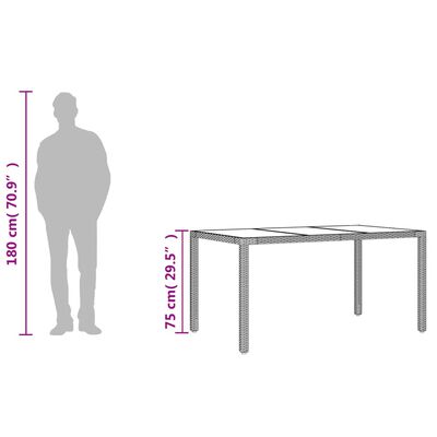 vidaXL Vrtni stol sa staklenom pločom bež 150x90x75 cm poliratan