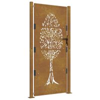 vidaXL Vrtna vrata 105 x 180 cm od čelika COR-TEN s uzorkom stabla