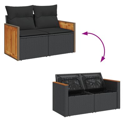 vidaXL 11-dijelni set vrtnih sofa od poliratana s jastucima crni