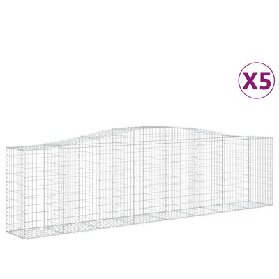 vidaXL Lučne gabionske košare 5 kom 400x50x100/120cm pocinčano željezo