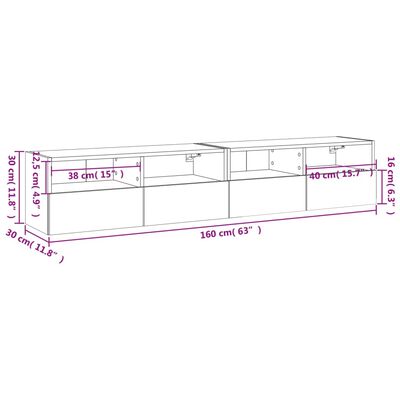 vidaXL Zidni TV ormarići 2 kom crni 80 x 30 x 30 cm konstruirano drvo