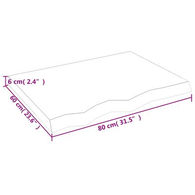 vidaXL Stolna ploča svjetlosmeđa 80x60x(2-6) cm tretirana hrastovina