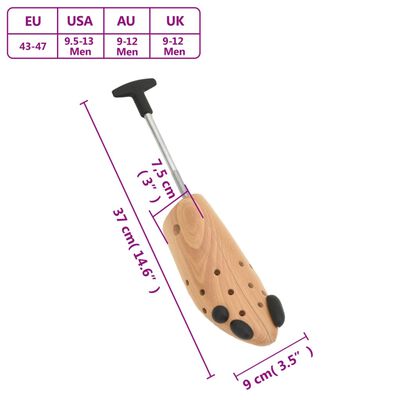 vidaXL Napinjač za cipele EU 43-47 od masivne bukovine