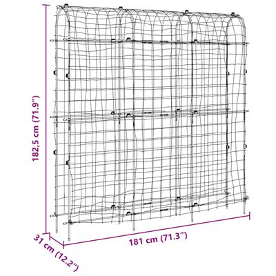 vidaXL Vrtna rešetka za biljke penjačice U-oblik 181x31x182,5 cm čelik