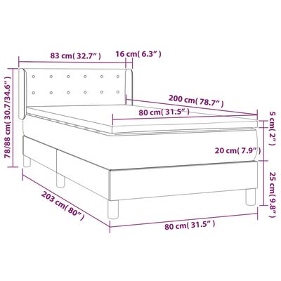 vidaXL Box spring krevet s madracem svjetlosivi 80 x 200 cm baršunasti