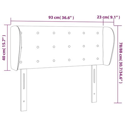 vidaXL Uzglavlje s ušima tamnosivo 93x23x78/88 cm od tkanine