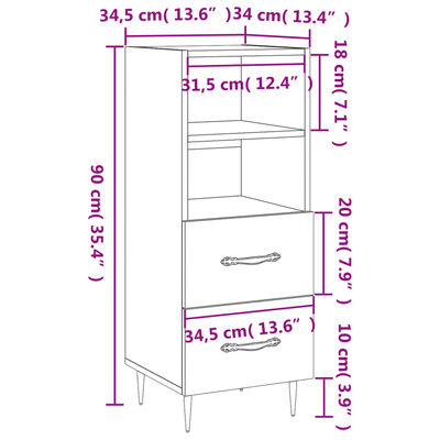 vidaXL Komoda boja hrasta sonome 34,5x34x90 cm od konstruiranog drva