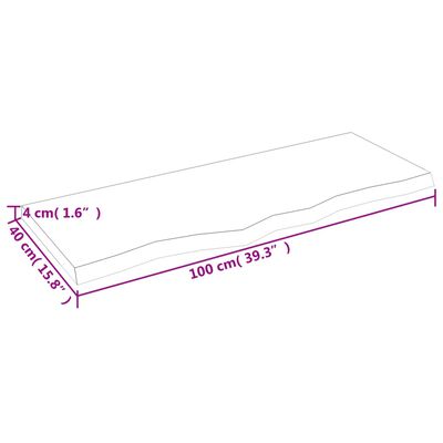 vidaXL Stolna ploča svjetlosmeđa 100x40x(2-4) cm tretirana hrastovina