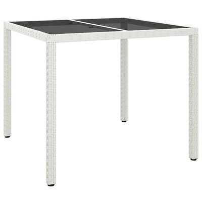 vidaXL Vrtni stol 90x90x75 cm od kaljenog stakla i poliratana bijeli