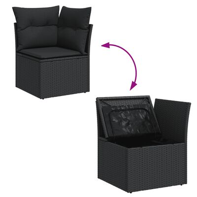 vidaXL 9-dijelni set vrtnih sofa s jastucima crni od poliratana