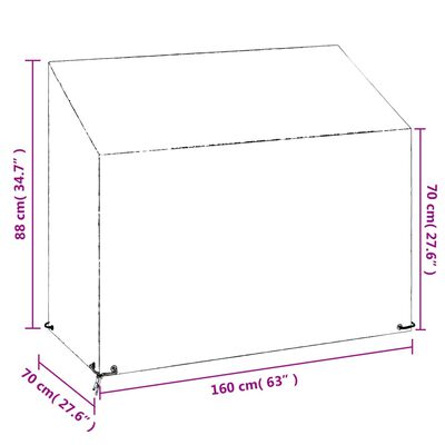 vidaXL Navlaka za vrtnu klupu s 8 ušica 160 x 70 x 70/88 cm polietilen