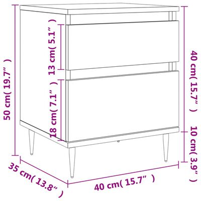 vidaXL Noćni ormarići 2 kom boja hrasta 40x35x50 cm konstruirano drvo