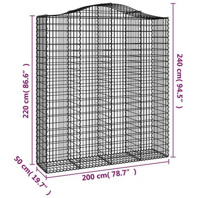 vidaXL Lučne gabionske košare 6 kom 200x50x220/240cm pocinčano željezo