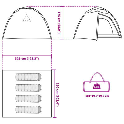 vidaXL Kupolasti šator za 4 osobe bijeli od tkanine za zamračenje
