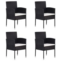 vidaXL Vrtne stolice s krem bijelim jastucima 4 kom crne od poliratana