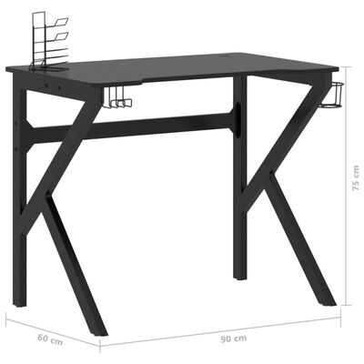 vidaXL Igraći stol s nogama u oblika slova K crni 90 x 60 x 75 cm