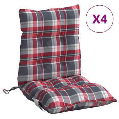 vidaXL Jastuci za stolicu niskog naslona 4 kom crveni karirani tkanina