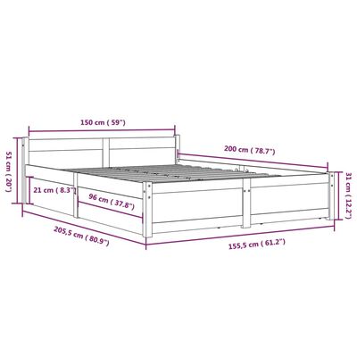 vidaXL Okvir za krevet s ladicama bijeli 150x200 cm veliki bračni