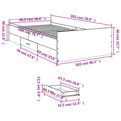 vidaXL Okvir za krevet s uzglavljem boja hrasta 100x200 cm drveni