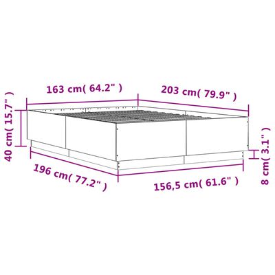 vidaXL Okvir kreveta boja hrasta 160 x 200 cm od konstruiranog drva