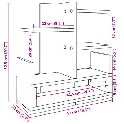 vidaXL Organizator za stol crni 49 x 20 x 52,5 cm konstruirano drvo