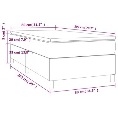 vidaXL Okvir kreveta s oprugama i madrac tamnosivi 80x200cm od tkanine