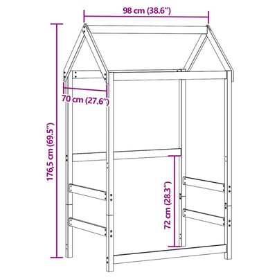 vidaXL Krov za dječji krevet 98x70x176,5 cm od masivne borovine