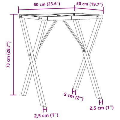 vidaXL Noge za blagovaonski stol X-oblika 60x50x73 cm lijevano željezo