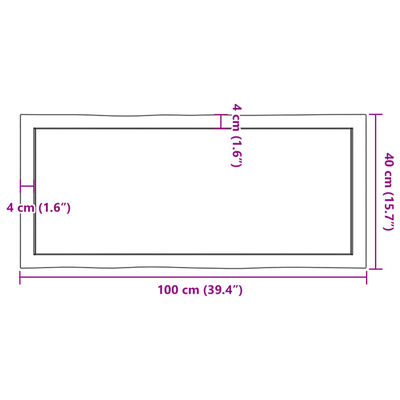 vidaXL Stolna ploča svjetlosmeđa 100x40x(2-4) cm obrađena hrastovina