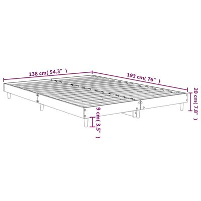 vidaXL Okvir za krevet crni 135x190 cmkonstruirano drvo