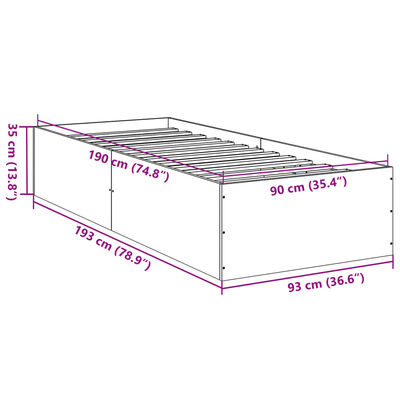 vidaXL Okvir za krevet crni 90 x 190 cm od konstruiranog drva