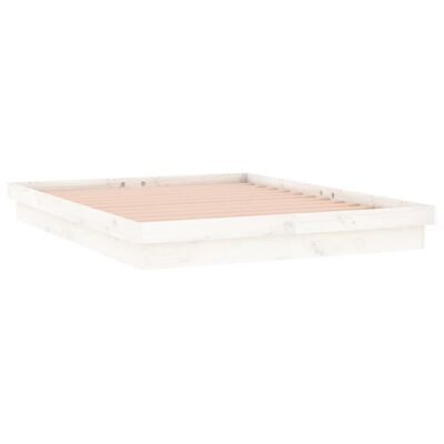vidaXL LED okvir kreveta bijeli 150 x 200 cm bračni od masivnog drva