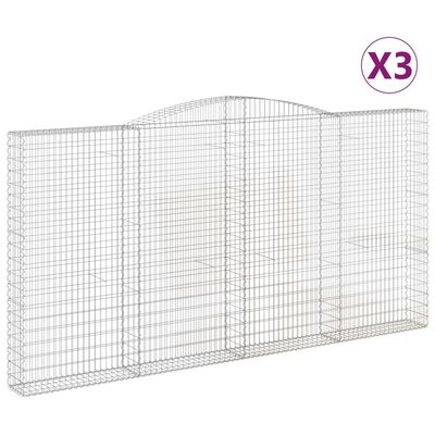 vidaXL Lučne gabionske košare 3 kom 400x30x200/220cm pocinčano željezo