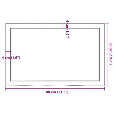 vidaXL Stolna ploča 80x50x(2-6) cm od netretirane masivne hrastovine