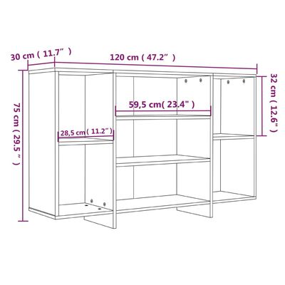 vidaXL Komoda siva boja hrasta 120 x 30 x 75 cm od konstruiranog drva