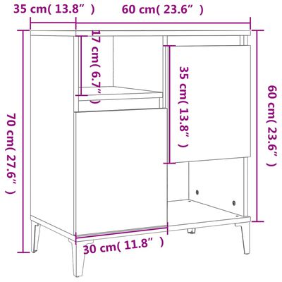 vidaXL Komode 3 kom siva boja betona 60x35x70 cm od konstruiranog drva