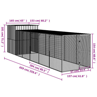 vidaXL Kavez za kokoši s igralištem svjetlosivi 165x659x181 cm čelični