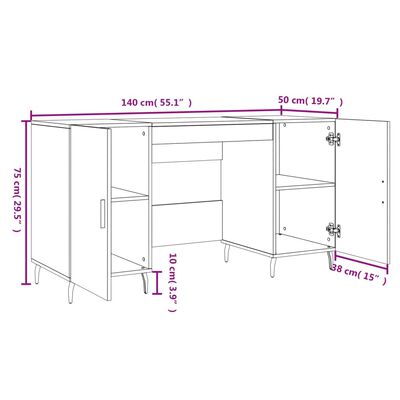 vidaXL Radni stol boja hrasta sonome 140x50x75 cm konstruirano drvo