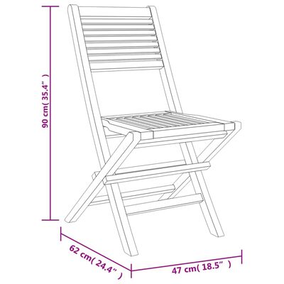 vidaXL Sklopive vrtne stolice 8 kom 47x62x90 cm od masivne tikovine