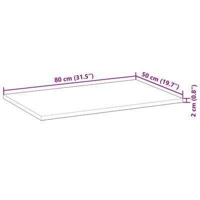 vidaXL Stolna ploča 80 x 50 x 2 cm pravokutna od masivnog drva bagrema