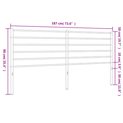 vidaXL Metalno uzglavlje crno 180 cm