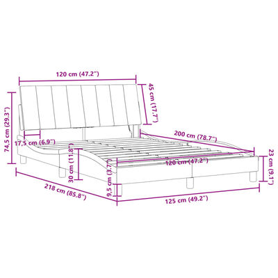 vidaXL Okvir kreveta s LED svjetlima tamnosivi 120 x 200 cm baršunasti