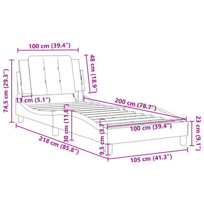 vidaXL Okvir za krevet s uzglavljem crni 100x200 cm od umjetne kože