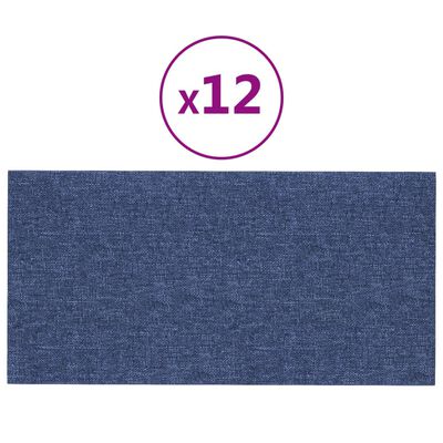 vidaXL Zidne ploče od tkanine 12 kom plave 30 x 15 cm 0,54 m²