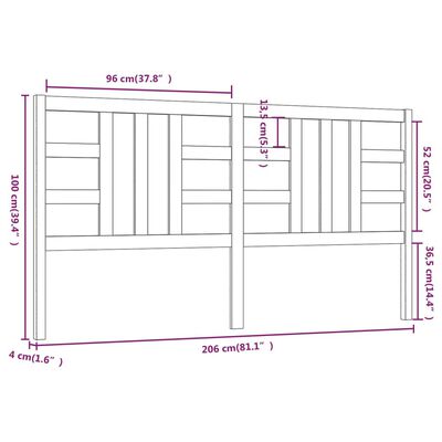 vidaXL Uzglavlje za krevet boja meda 206 x 4 x 100 cm masivna borovina