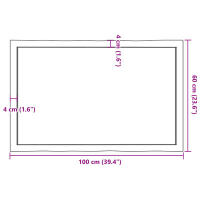 vidaXL Stolna ploča svjetlosmeđa 100x60x(2-4) cm obrađena hrastovina