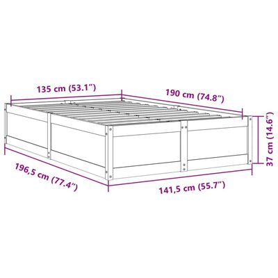 vidaXL Okvir kreveta bez madraca 135 x 190 cm od masivne borovine