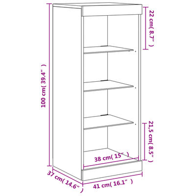 vidaXL Komoda s LED svjetlima bijela 41x37x100 cm